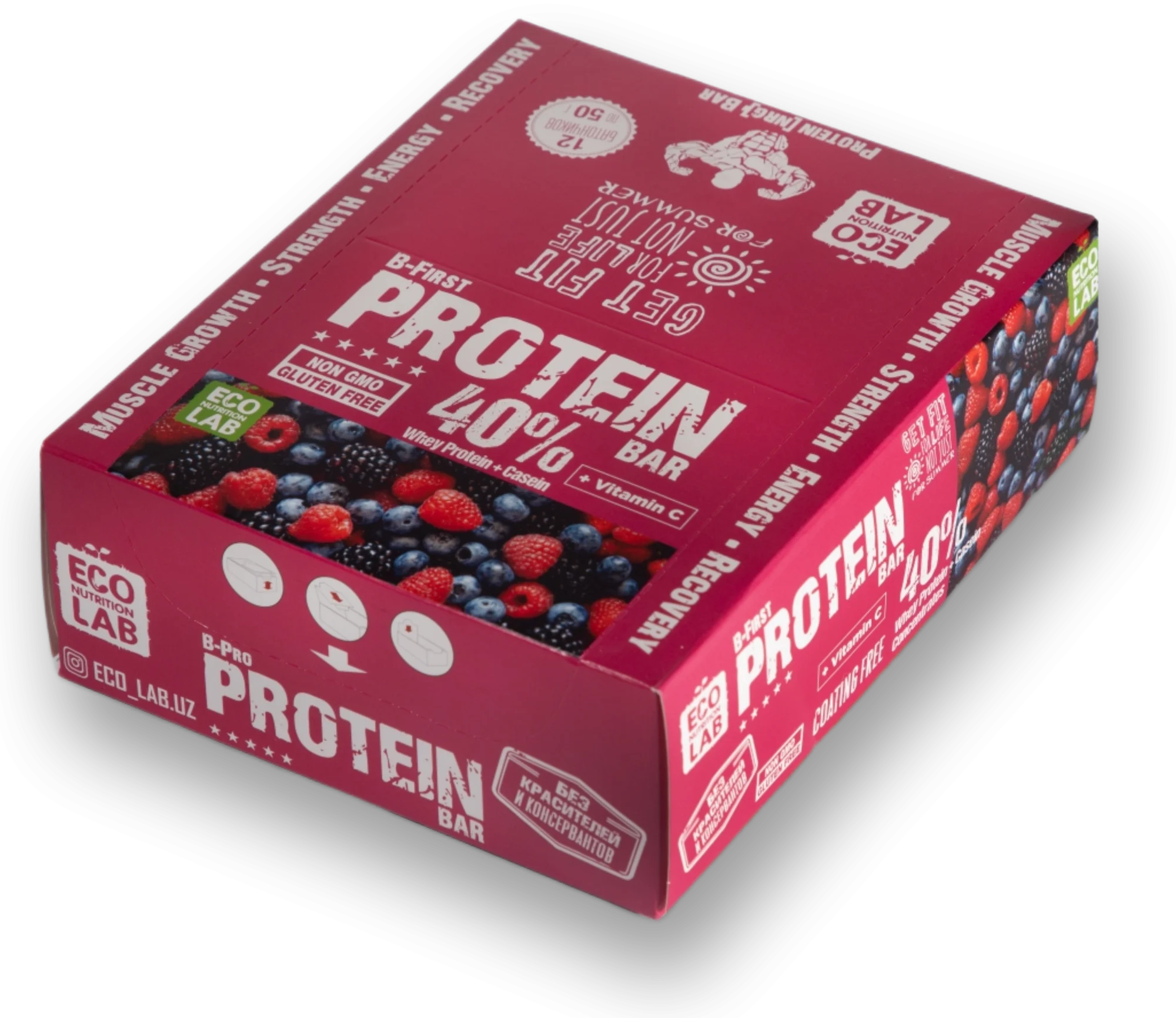 B-First Protein Bar Лесные Ягоды — коробка