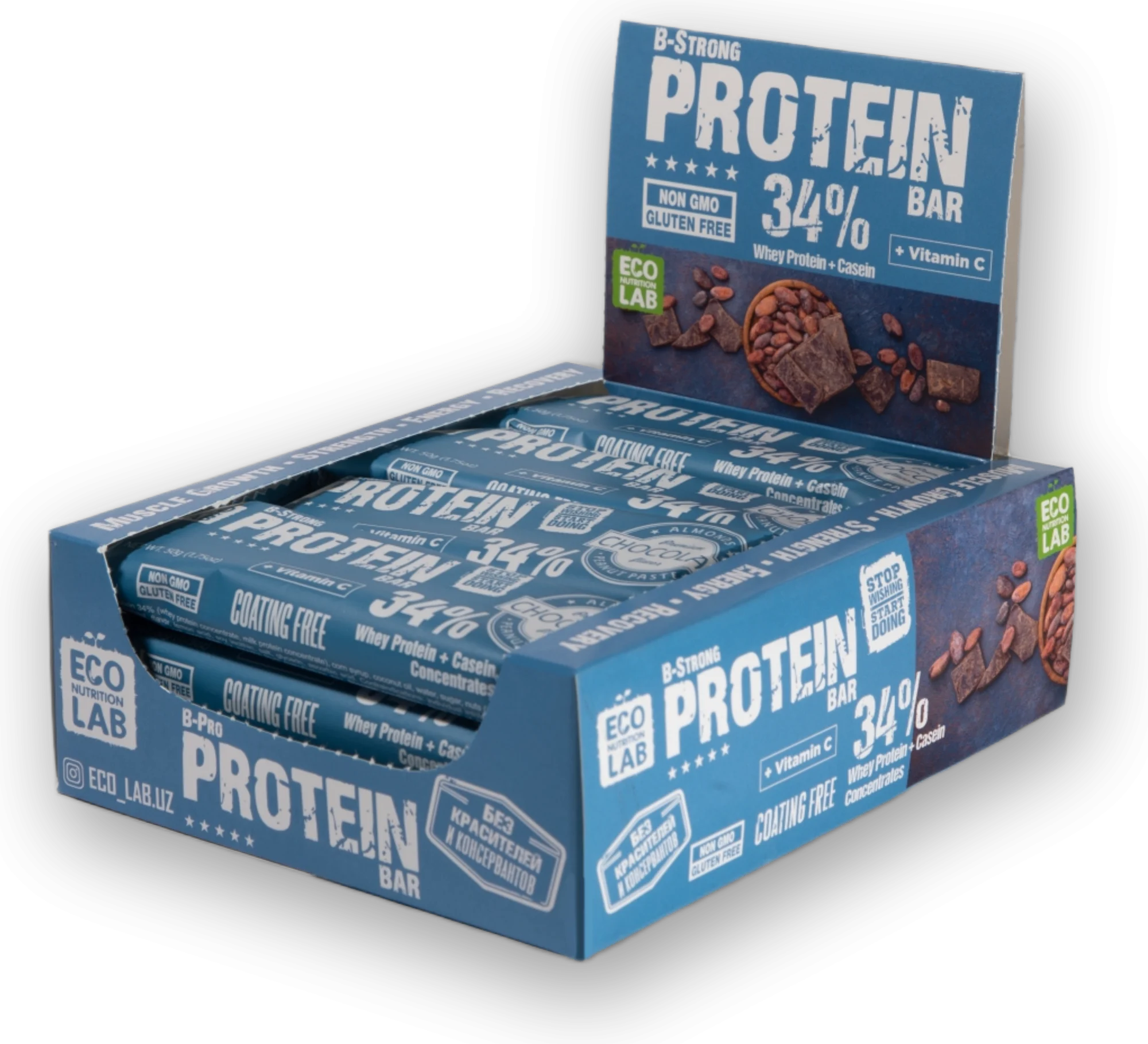 B-Strong Protein Bar Шоколадный — открытая коробка